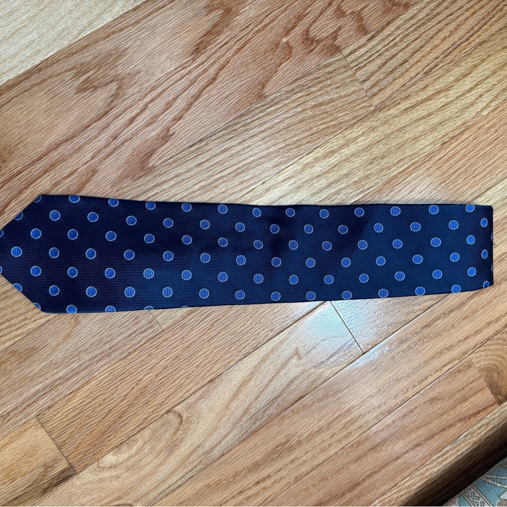 [Sartori] 100% silk Classic Navy Polka Dot Men's Tie